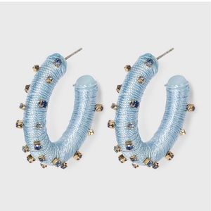 SUGARFIX by BaubleBar Studded Hoop Earrings - Light Blue